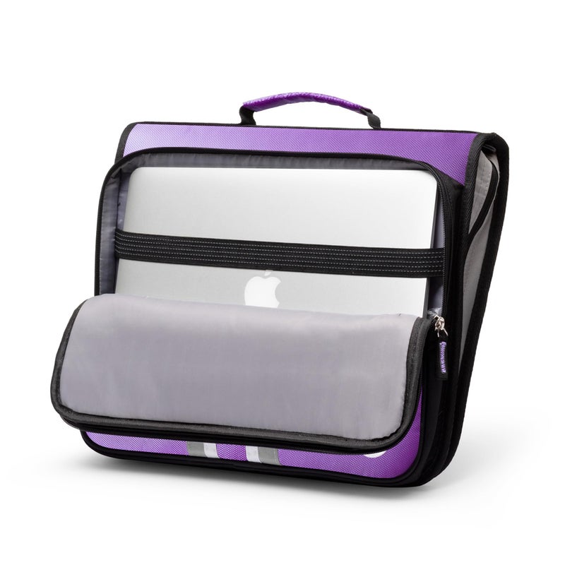Kinbashi 2-Inch 3 Rings Zipper Binder, Holds 15-Inch Laptop, Handle and Shoulder Strap Included, Purple - Image 3